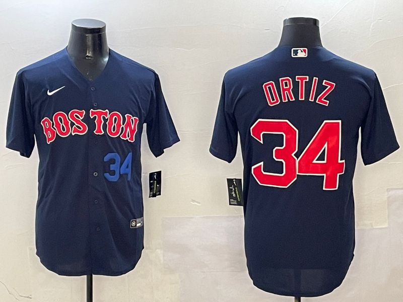 Men Boston Red Sox #34 Ortiz Blue Game 2025 Nike MLB Jersey style 4->boston red sox->MLB Jersey